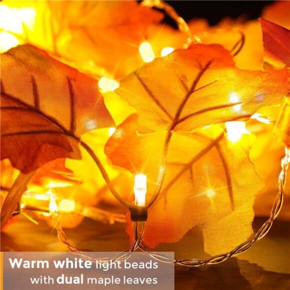 Fall Decor 2-Pack Lighted Garland, 16.4ft 40 LED Thanksgiving & Halloween Lights - Picture 3 of 8